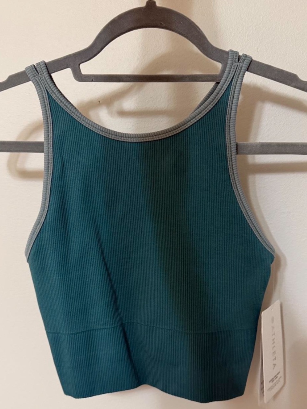 Teal Ribbed Tank with Gray Trim